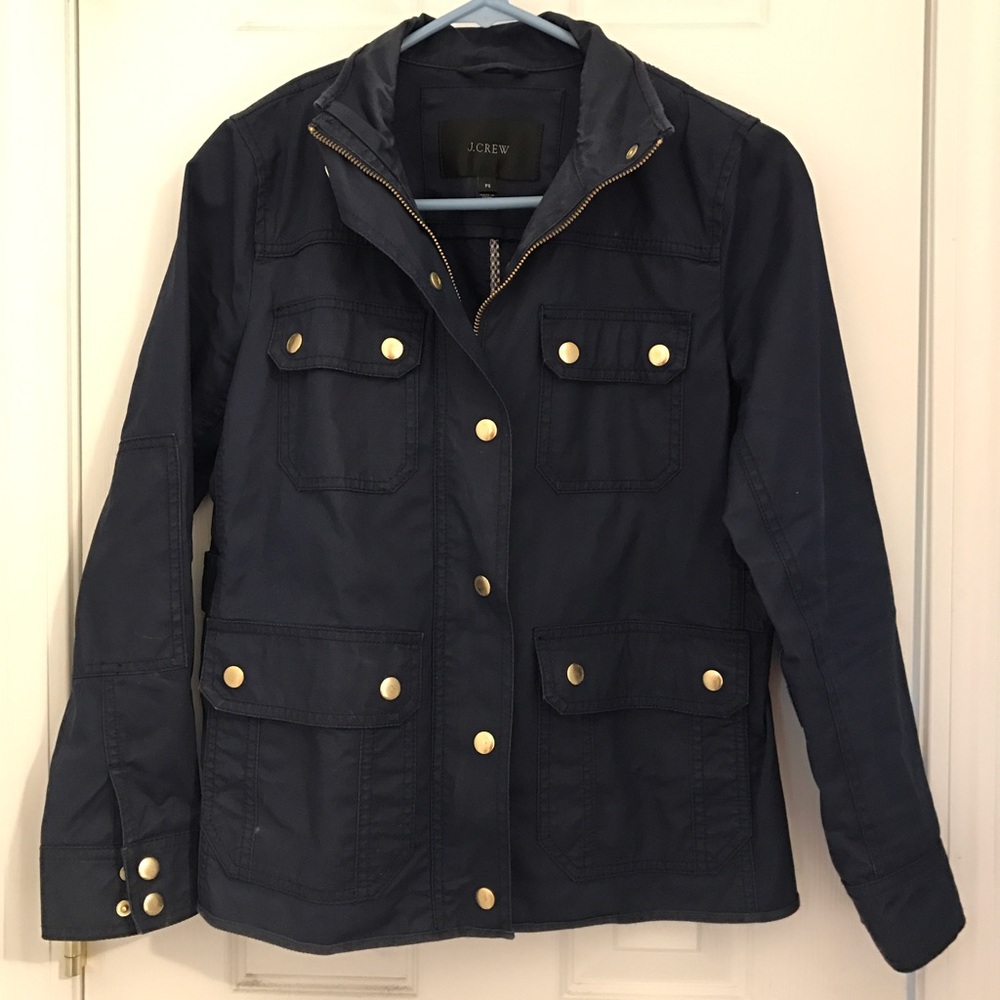 J. Crew Navy Utility Jacket with Gold Buttons